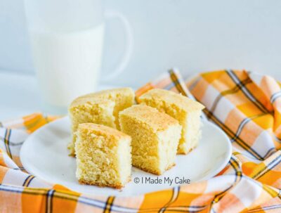 hot milk cake slices with a glass of milk