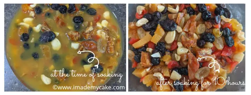 soaking fruits for the cake