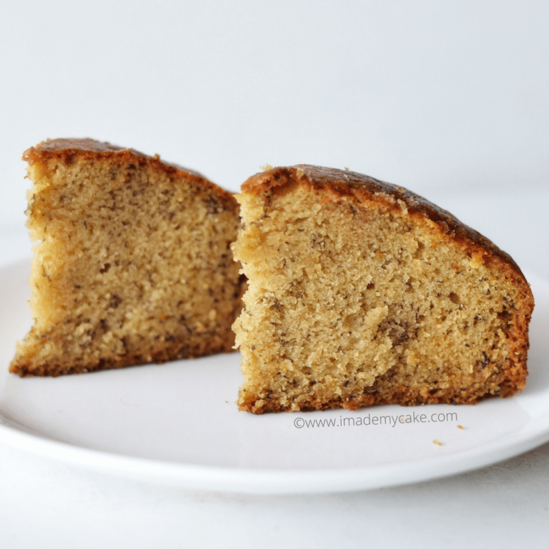 eggless banana cake slices