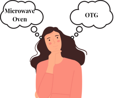 girl confused between microwave oven and otg