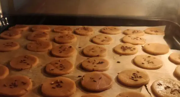 jeera biscuits in the oven