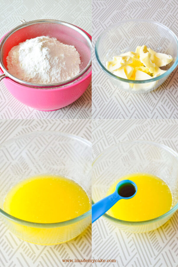 measuring ingredients for making eggless mango bundt cake
