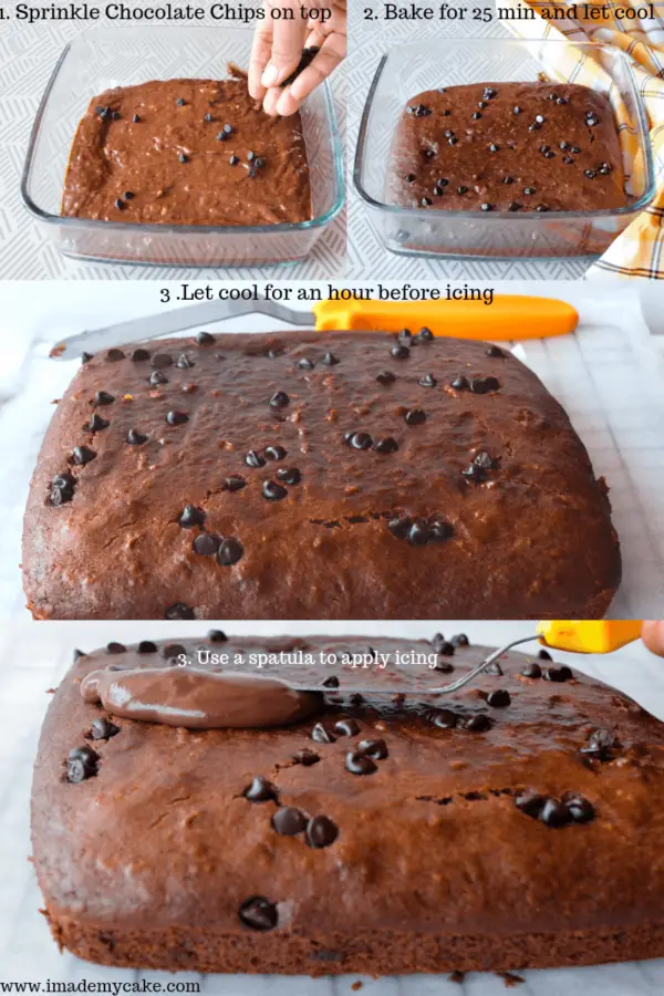 baking the chocolate banana snack cake