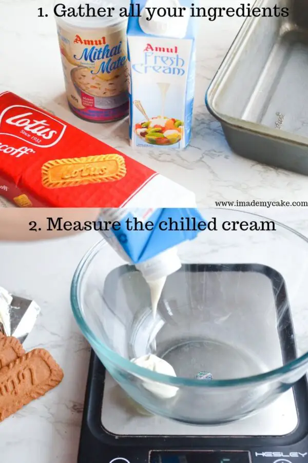 measure cream for making the icebox cake