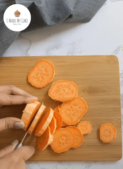slice sweet potatoes thinly
