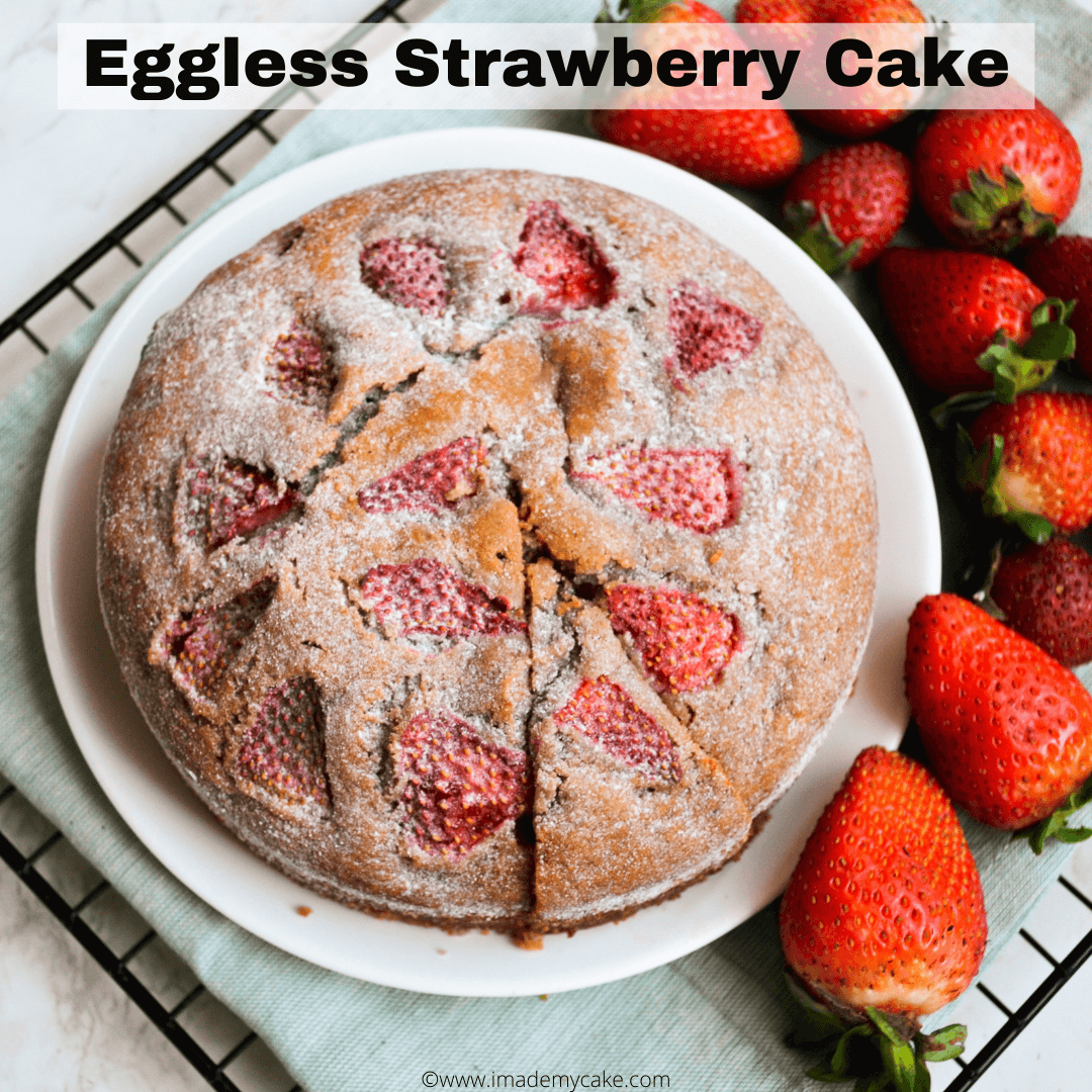 Eggless Strawberry Cake