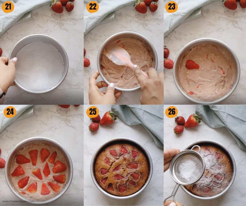 Eggless Strawberry Cake Instructions